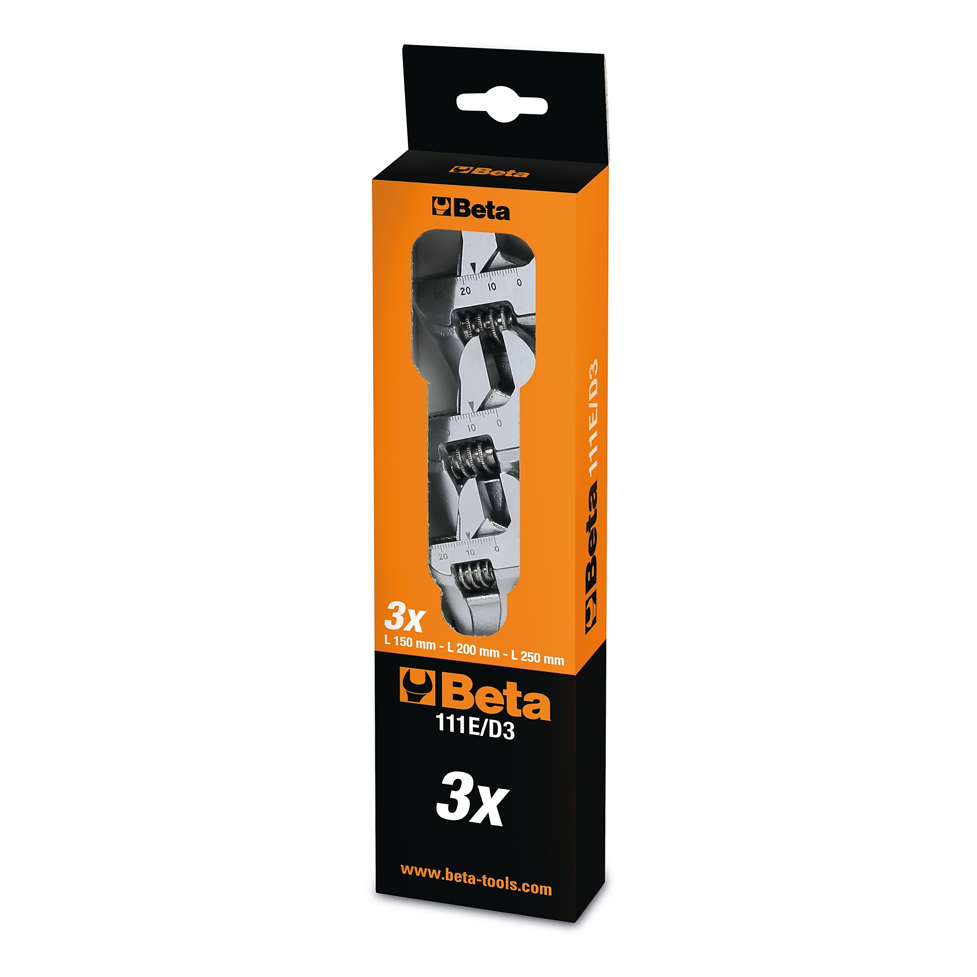 Beta 111E  Set of 3 Adjustable Wrenches with 15° Angled Head, 5.9 ', 7.87 ', 9.84 '